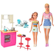 Defa Lucy Set of 2 Bendable Dolls with Kitchen & Accessories – Light-Up Playset!