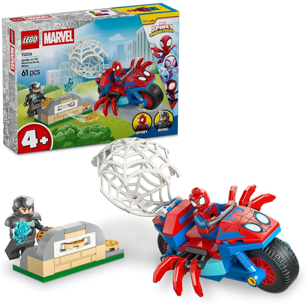Lego Marvel Spidey on his Motorcycle vs. Rhino Building Blocks Set – 61 Pcs