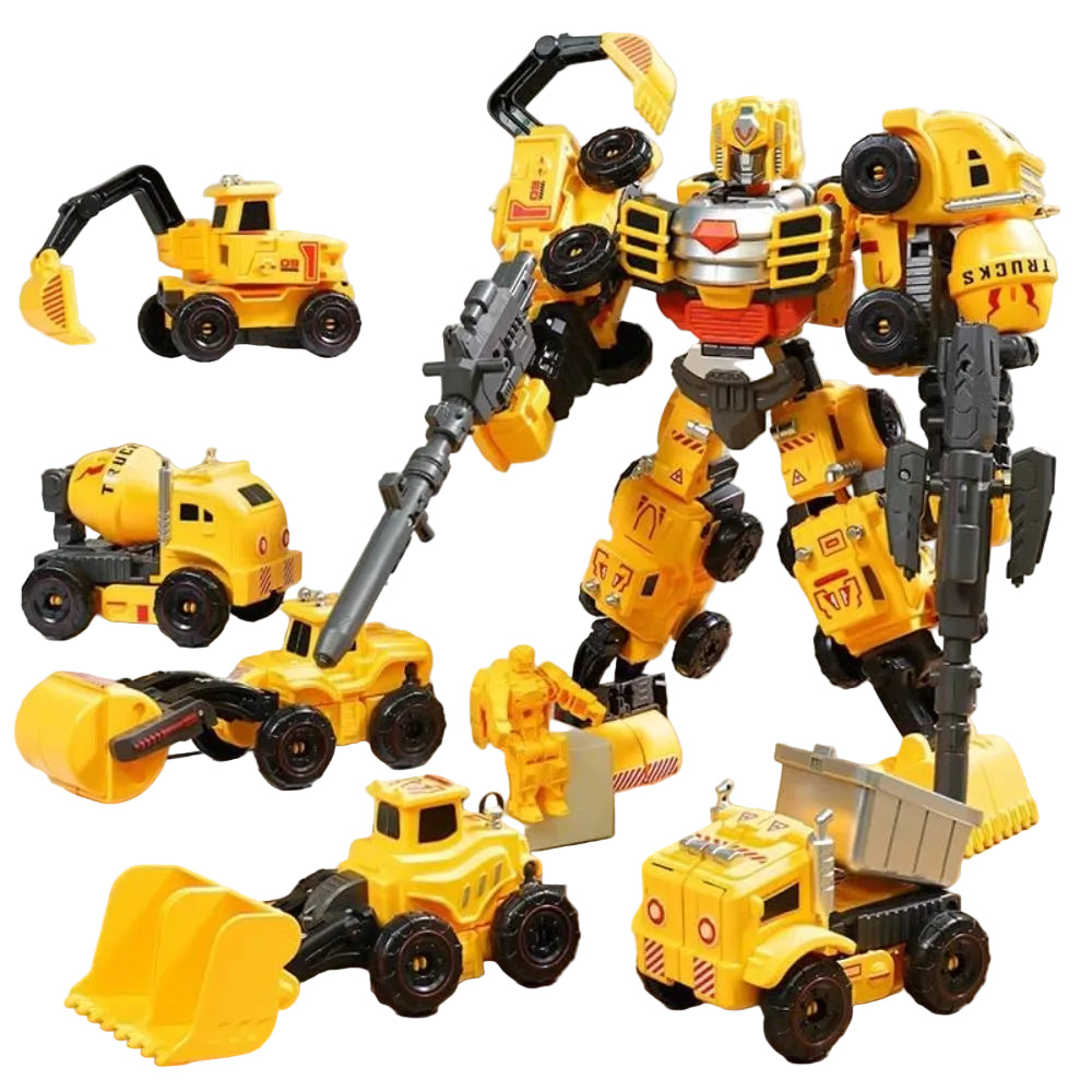 5-in-1 Construction Vehicle Transforming Robot Toy Set