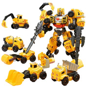 5-in-1 Construction Vehicle Transforming Robot Toy Set