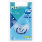 Canpol Babies Silicone Round Soother – Blue with Moon & Stars Design (0–6 Months)