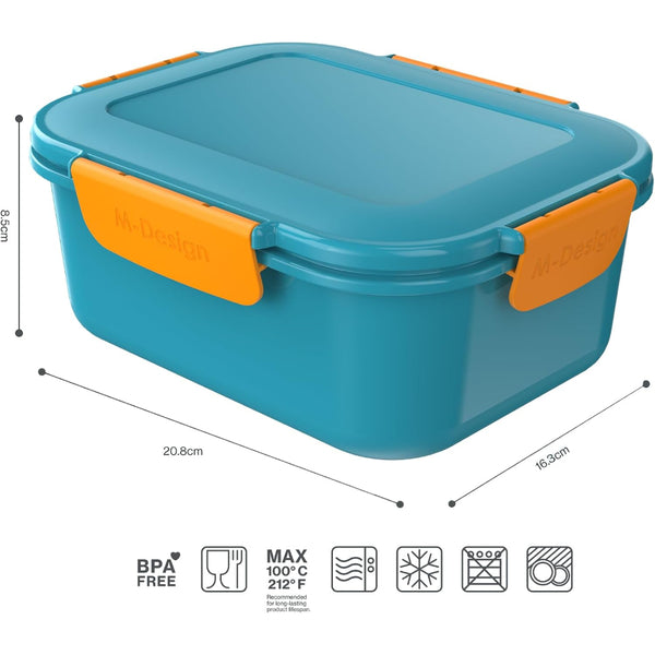 M-Design Fresco Lunch Box – 1.6 لتر سماوي/برتقالي