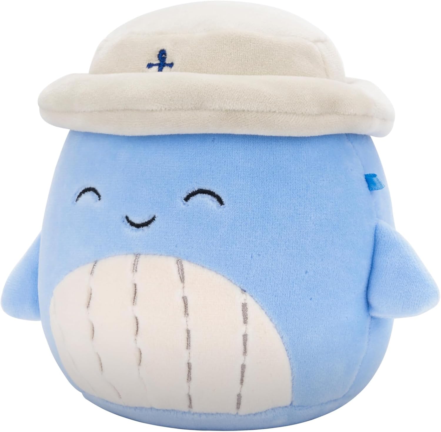 Squishmallows Style Squad 7.5 Inches - Light Blue Whale with White Bucket Hat Samir