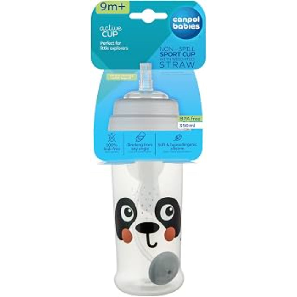 Canpol Babies Non-Spill Sport Cup with Weighted Straw – Panda Design