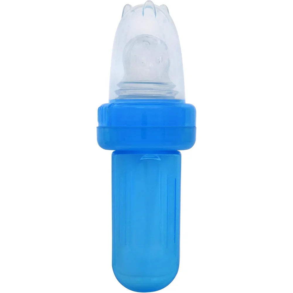 True Silicone Food Feeder 2-in-1 with Spoon – Blue