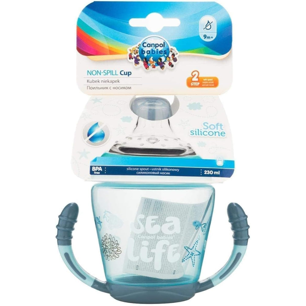 Canpol Babies Non-Spill Cup with Silicone Spout 230ml Sea Life 9m+ – Grey