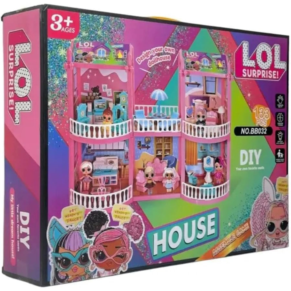 LOL Surprise Dollhouse Playset – 133-Piece DIY Castle Building Set