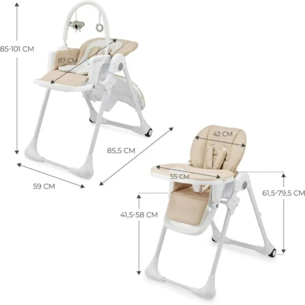 Kinderkraft Tummie 2in1 High Chair & Bouncer - Beige