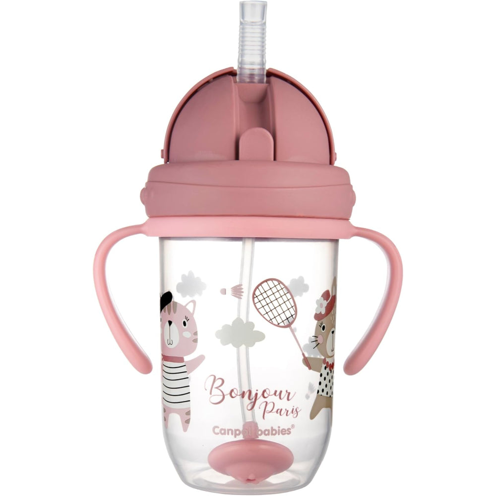 Canpol Babies Non-Spill Expert Sports Cup with Weighted Straw 270ml 6m+ – Pink