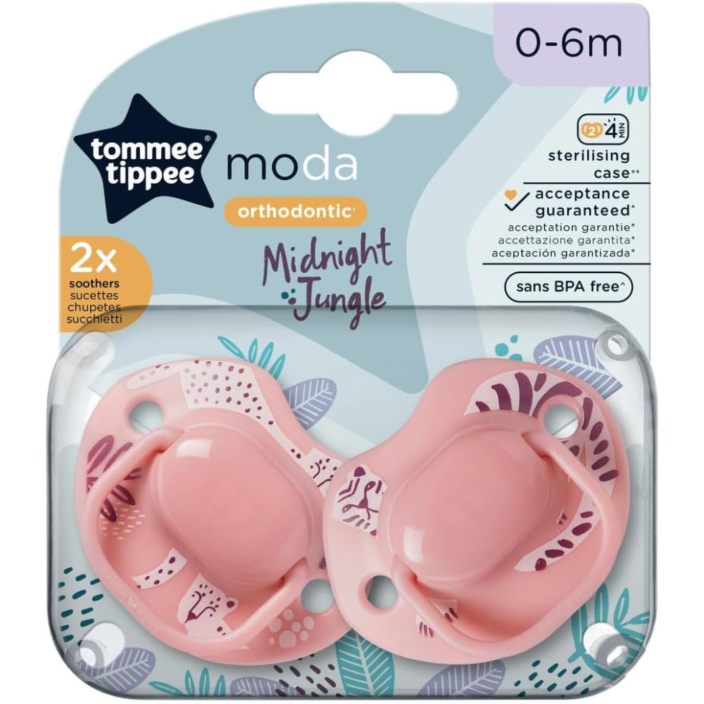 Pack Of 2 - Tommee Tippee Moda Orthodontic Midnight Jungle Soother 0-6M