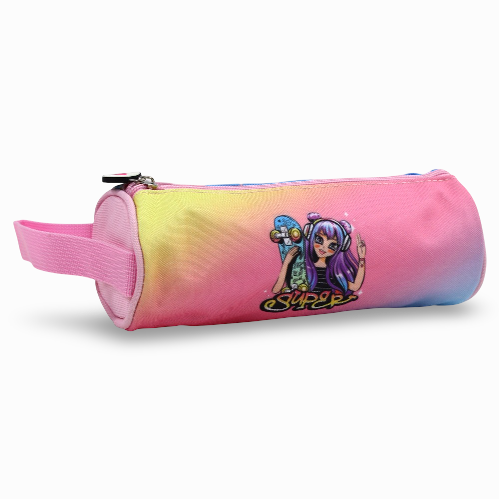 Super Cute Girl Round Pencil Case