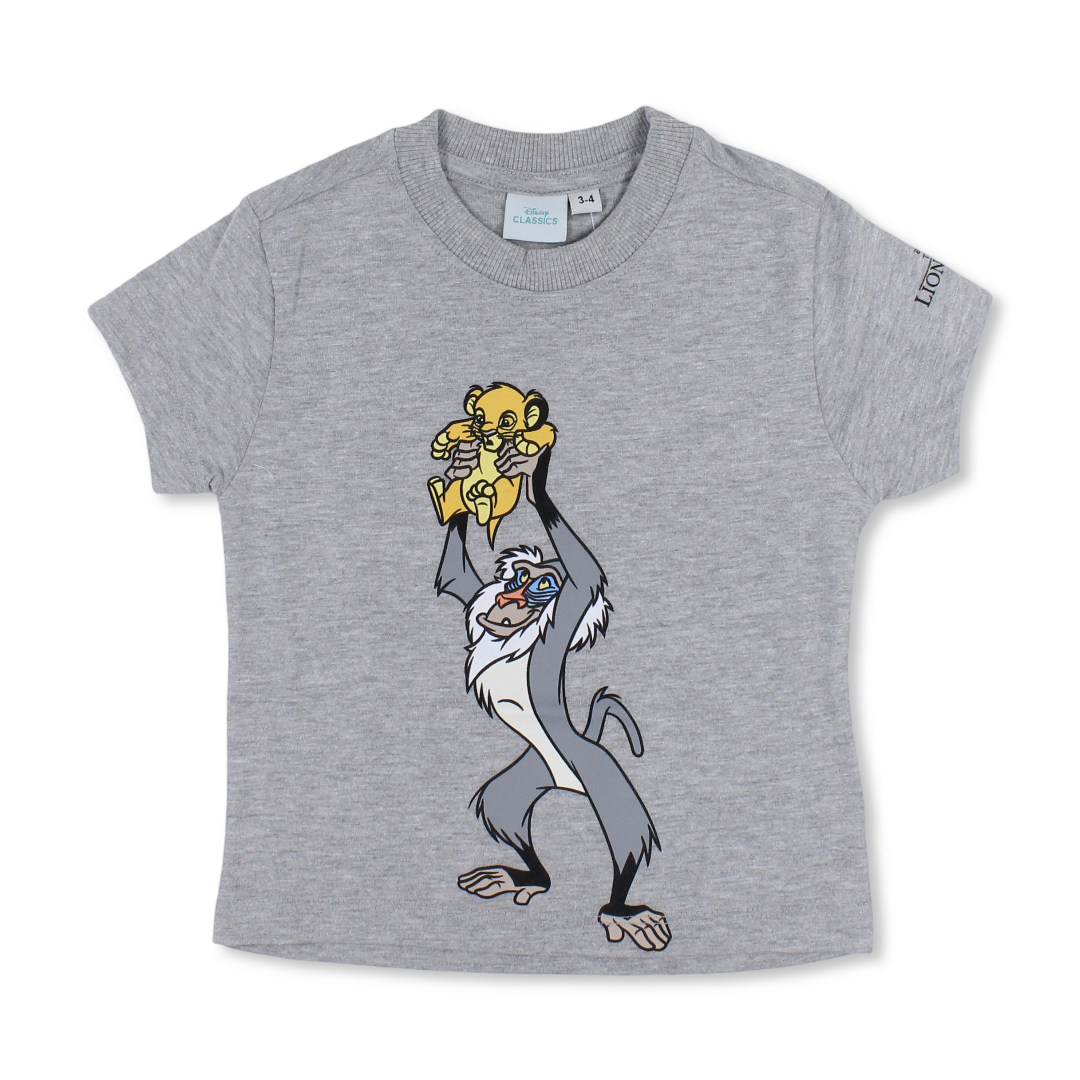 Girls Cotton Short Sleeve T-Shirt – Grey with The Lion King Print