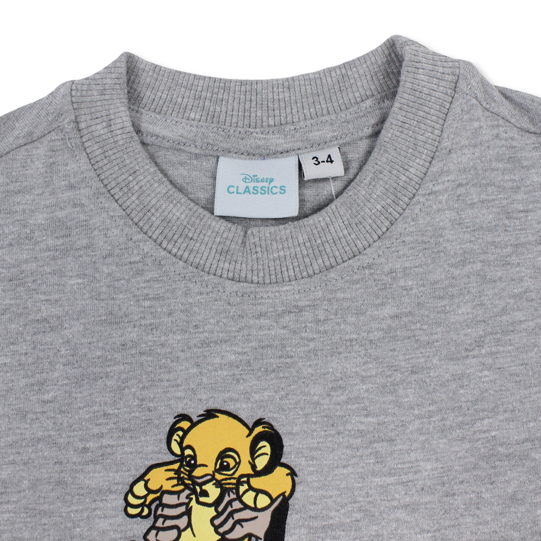 Girls Cotton Short Sleeve T-Shirt – Grey with The Lion King Print