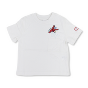 Boys Cotton Short-Sleeved T-Shirt – White with Spider-Man Pocket Print