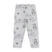 Girls Cotton Leggings – White with Frozen Print