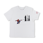 Boys Cotton Short-Sleeved T-Shirt – Bright White with Spider-Man Pocket Print