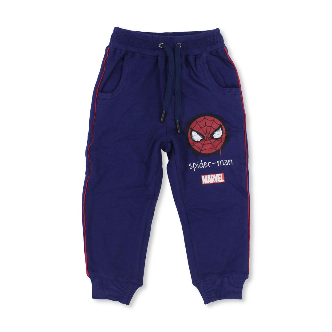 Boys Cotton Sweatpants – Blue with Spider-Man Print