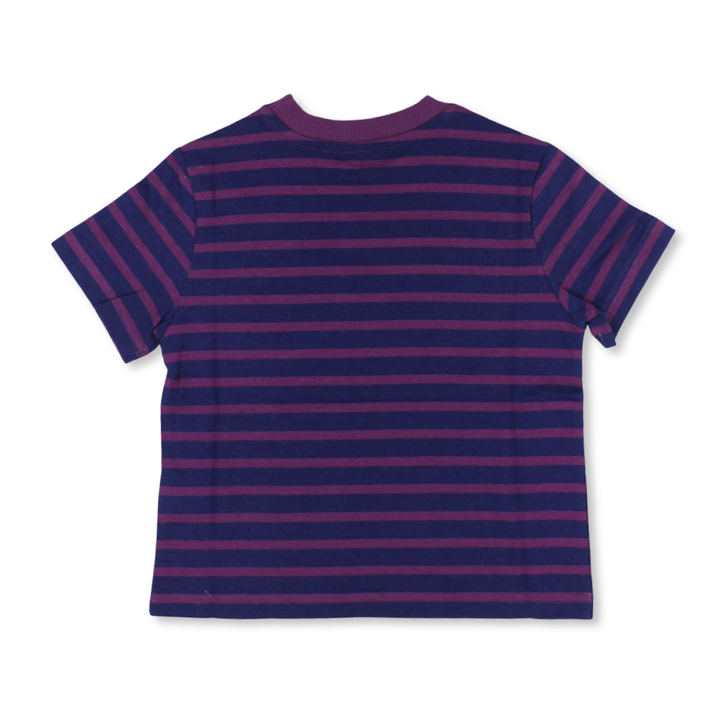Boys Cotton Short-Sleeved T-Shirt – Striped with Mickey Mouse Patch