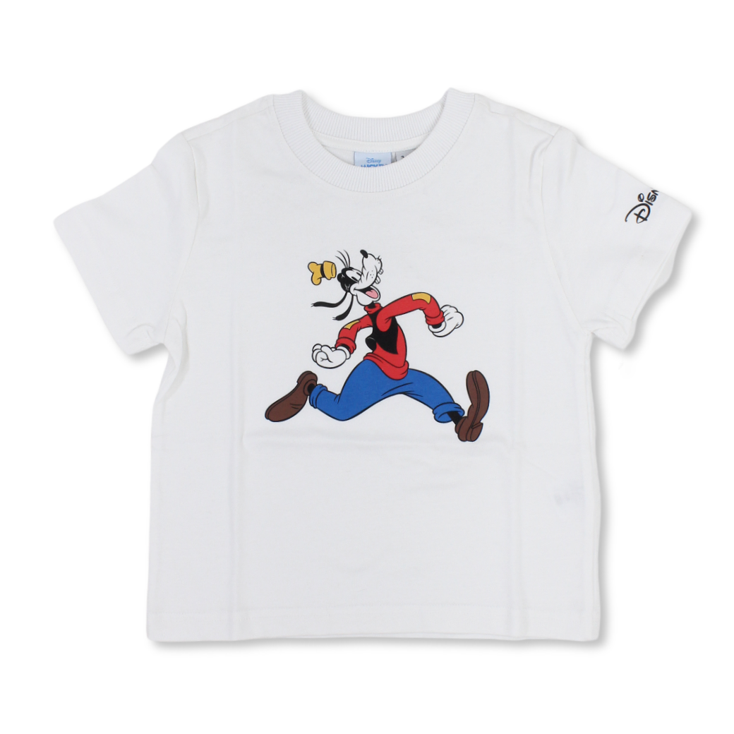 Boys Cotton Short-Sleeved T-Shirt – White with Goofy Print - Clothing - MTG