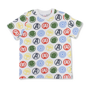 Boys Cotton Short-Sleeved T-Shirt – White with Avengers All-Over Print