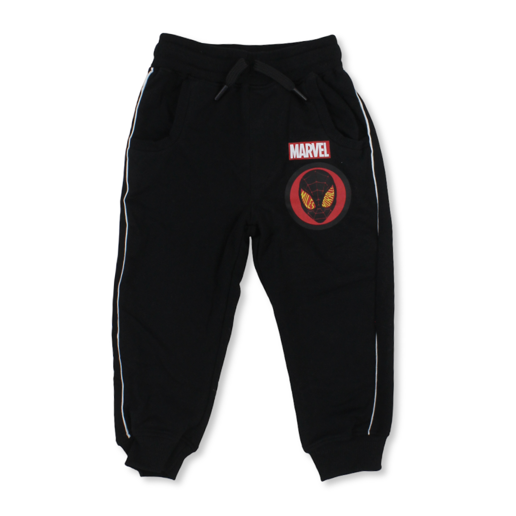 Boys Cotton Sweatpants – Black with Miles Morales Print