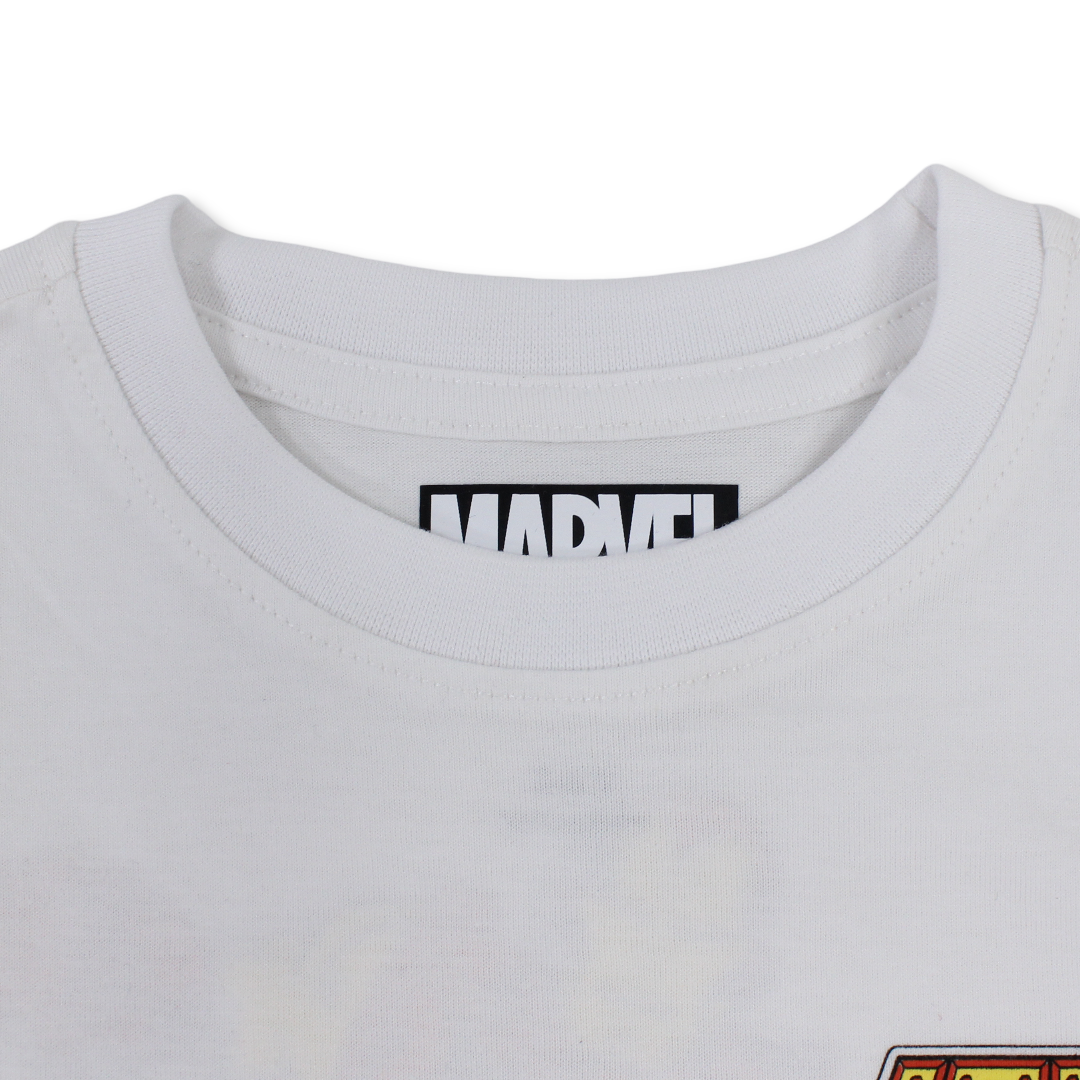 Boys Cotton Short-Sleeved T-Shirt – White with Iron Man Print