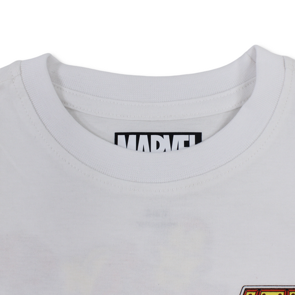 Boys Cotton Short-Sleeved T-Shirt – White with Iron Man Print