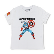 Boys Cotton Short-Sleeved T-Shirt – White with Captain America Print