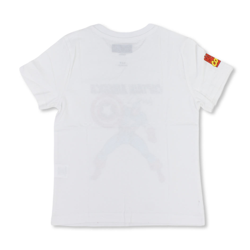 Boys Cotton Short-Sleeved T-Shirt – White with Captain America Print
