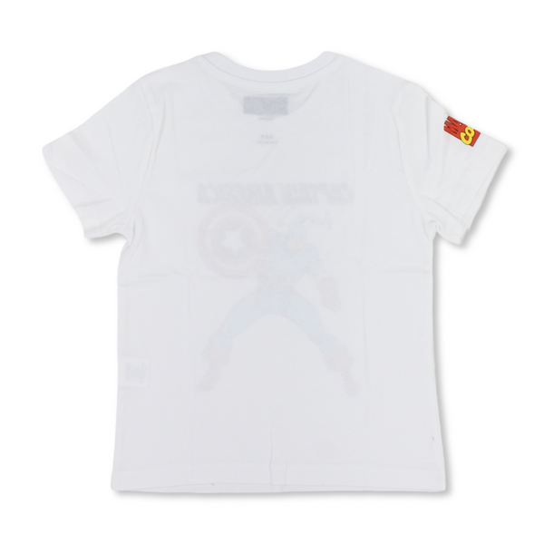 Boys Cotton Short-Sleeved T-Shirt – White with Captain America Print