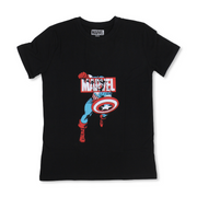 Boys Cotton Short-Sleeved T-Shirt – Black with Captain America Print