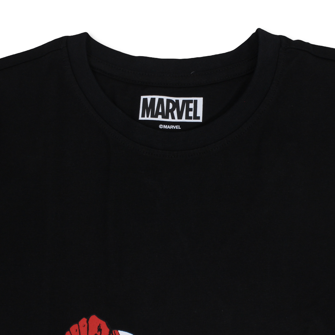 Boys Cotton Short-Sleeved T-Shirt – Black with Captain America Print