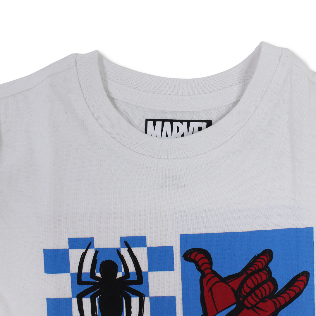 Boys Cotton Short-Sleeved T-Shirt – White with Spider-Man Graphic