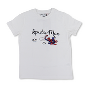 Boys Cotton Short-Sleeved T-Shirt – White with Spider-Man Script Print