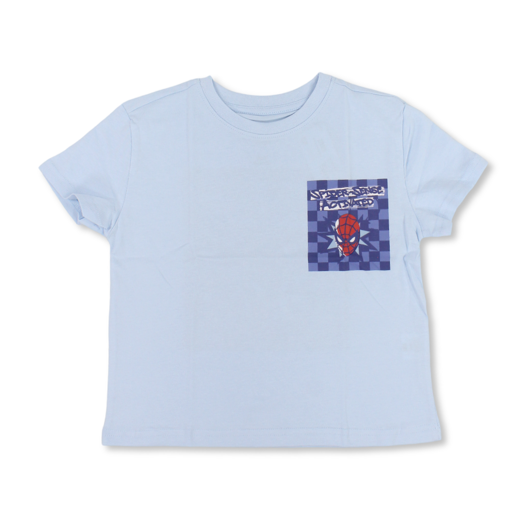 Boys Cotton Short-Sleeved T-Shirt – Nantucket Breeze with Spider-Man Patch Print