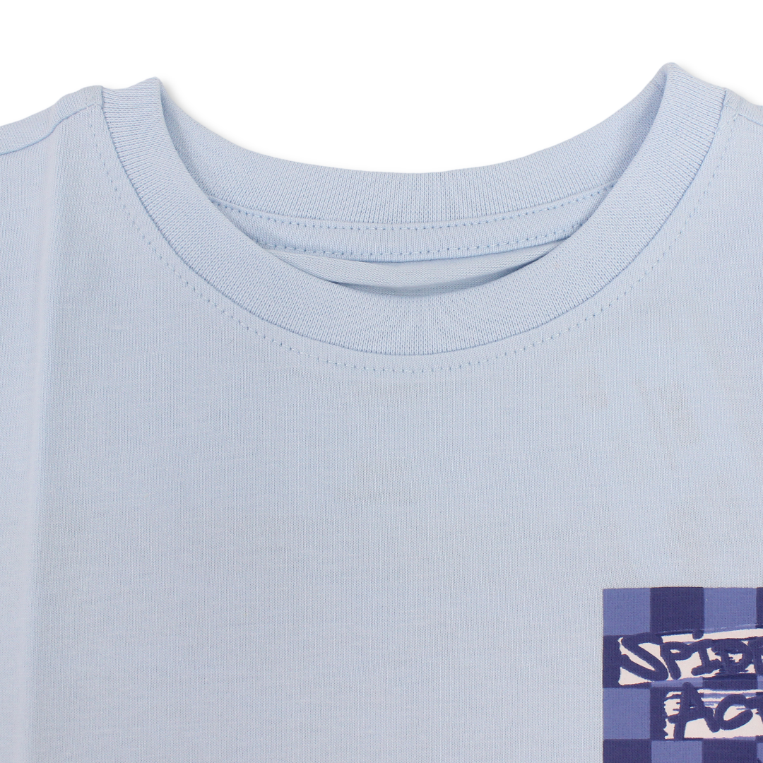 Boys Cotton Short-Sleeved T-Shirt – Nantucket Breeze with Spider-Man Patch Print