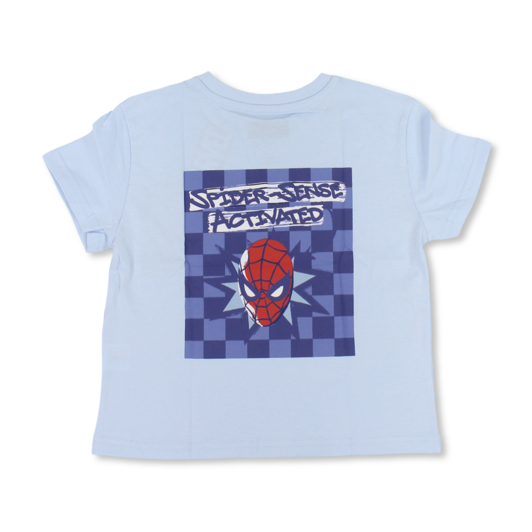 Boys Cotton Short-Sleeved T-Shirt – Nantucket Breeze with Spider-Man Patch Print