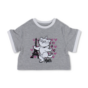 Girls Cotton Relaxed Crop T-Shirt – Heather Grey with Marie Print