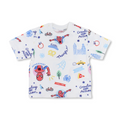 Boys Polyester Short-Sleeved T-Shirt – White with Spider-Man All-Over Print