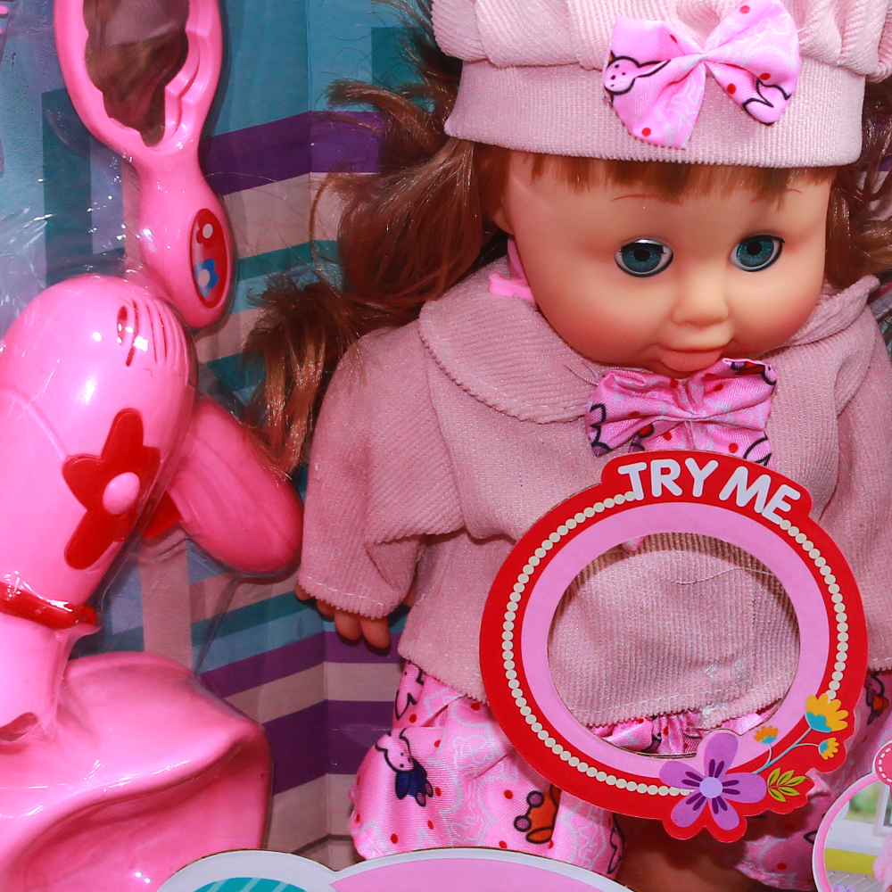 Plastic Doll with Accessories - Pink