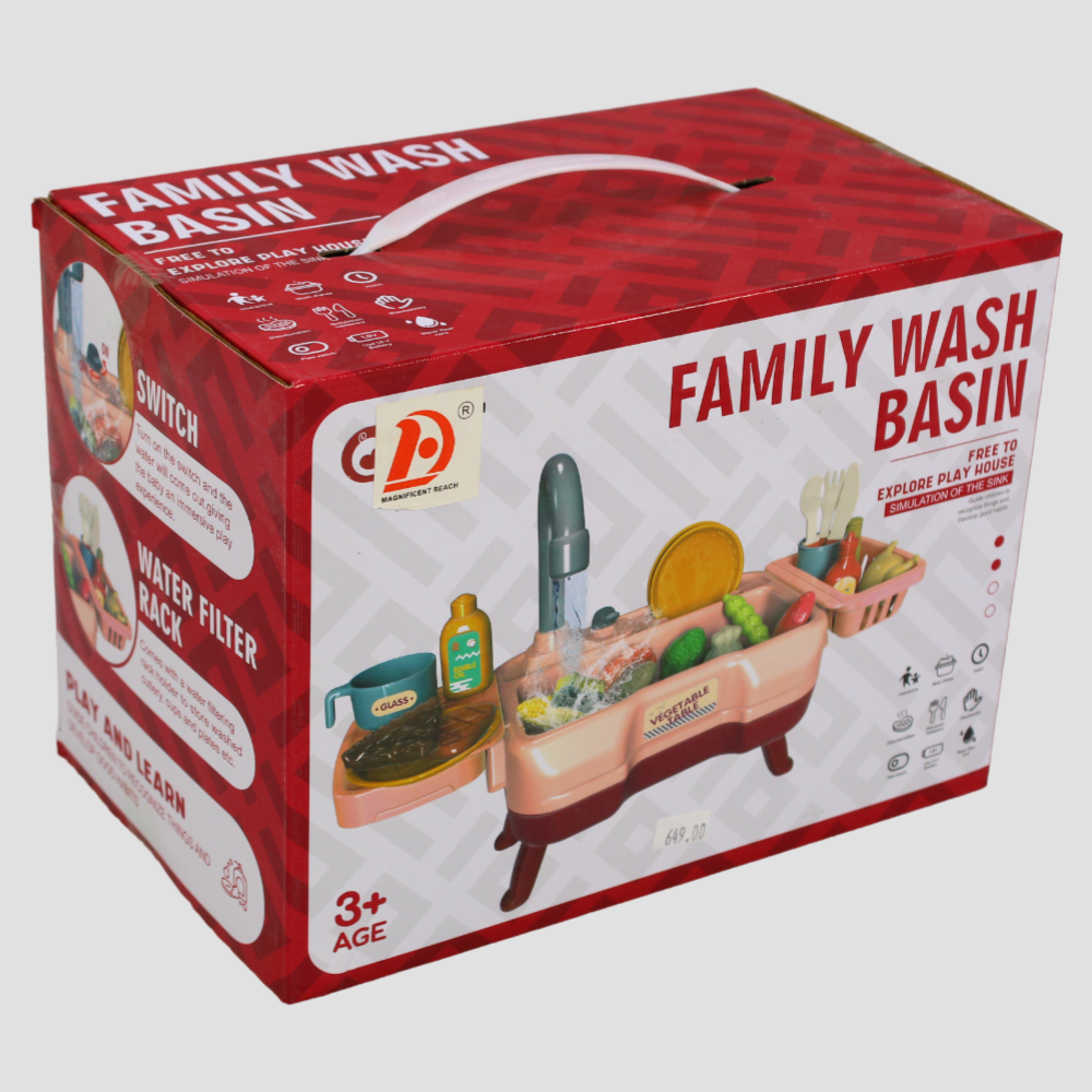 Family Wash Basin Kids Kitchen Toy Set – Little Chef Cooking & Cleaning Playset