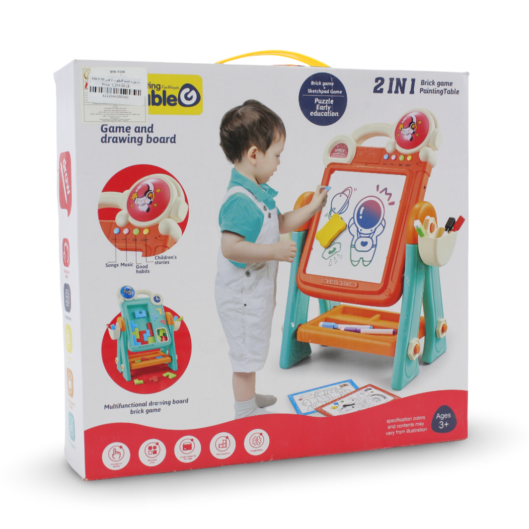 Kids 2-in-1 Drawing Table Game and Drawing Board