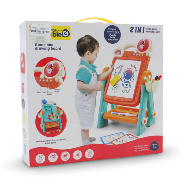 Kids 2-in-1 Drawing Table Game and Drawing Board