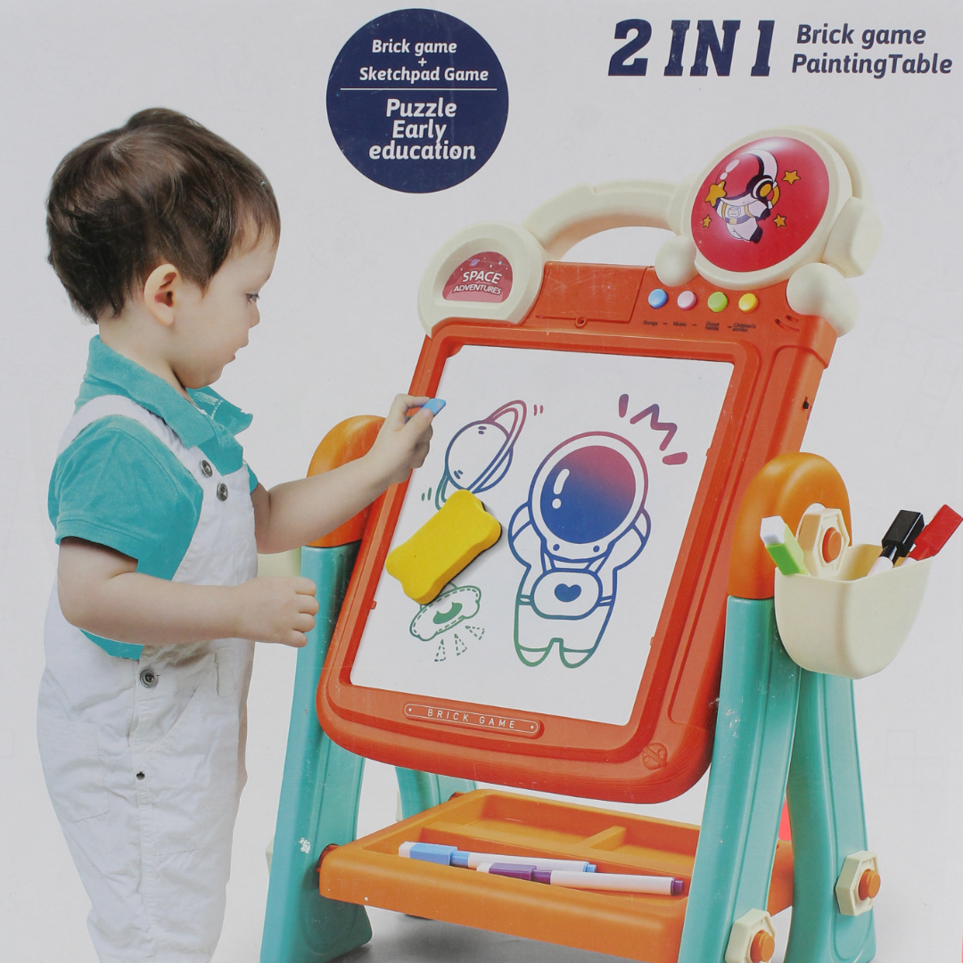 Kids 2-in-1 Drawing Table Game and Drawing Board