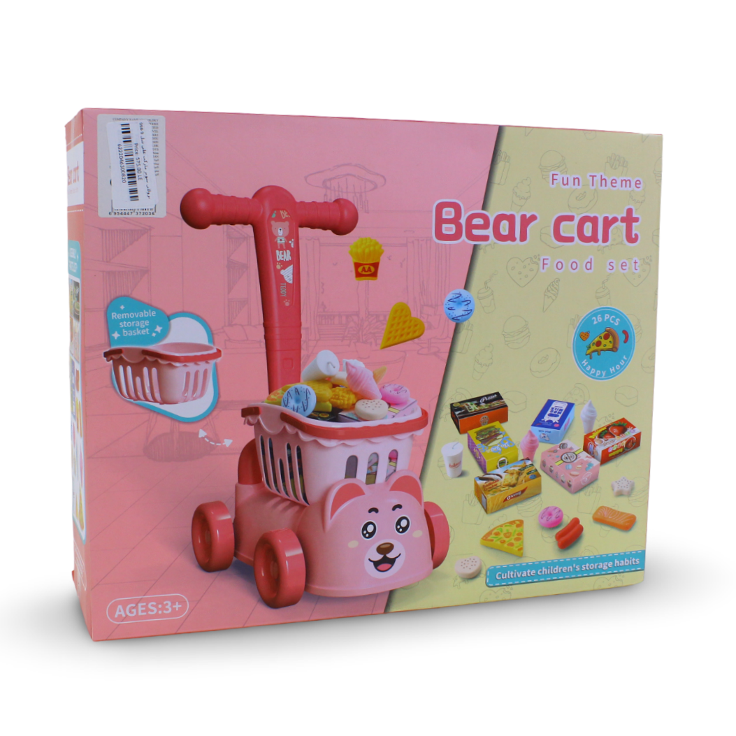 Bear Cart Chopping Cart and Food Playset – 26 Pcs