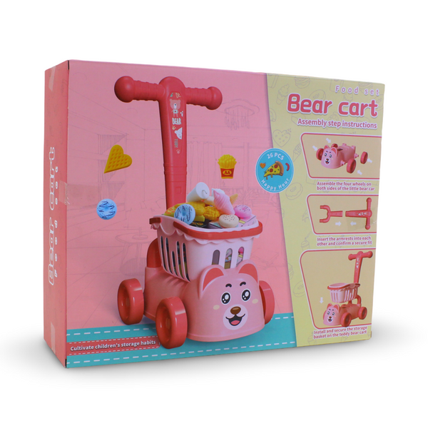 Bear Cart Chopping Cart and Food Playset – 26 Pcs