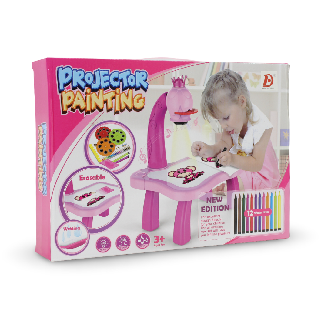Projector Painting Desk Toy Set – Pink