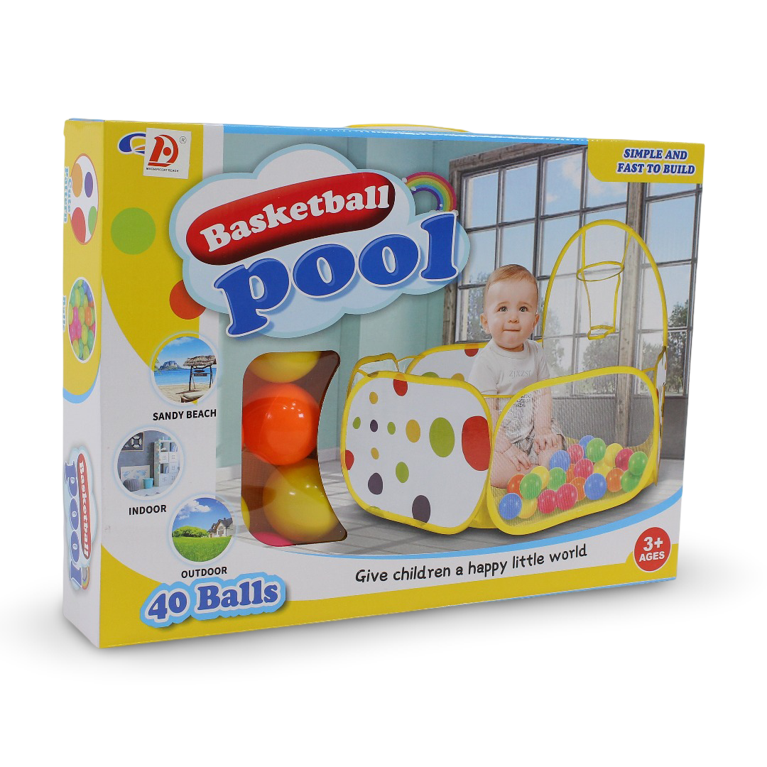 Children's Basketball Pool Toy Set – 40 Balls
