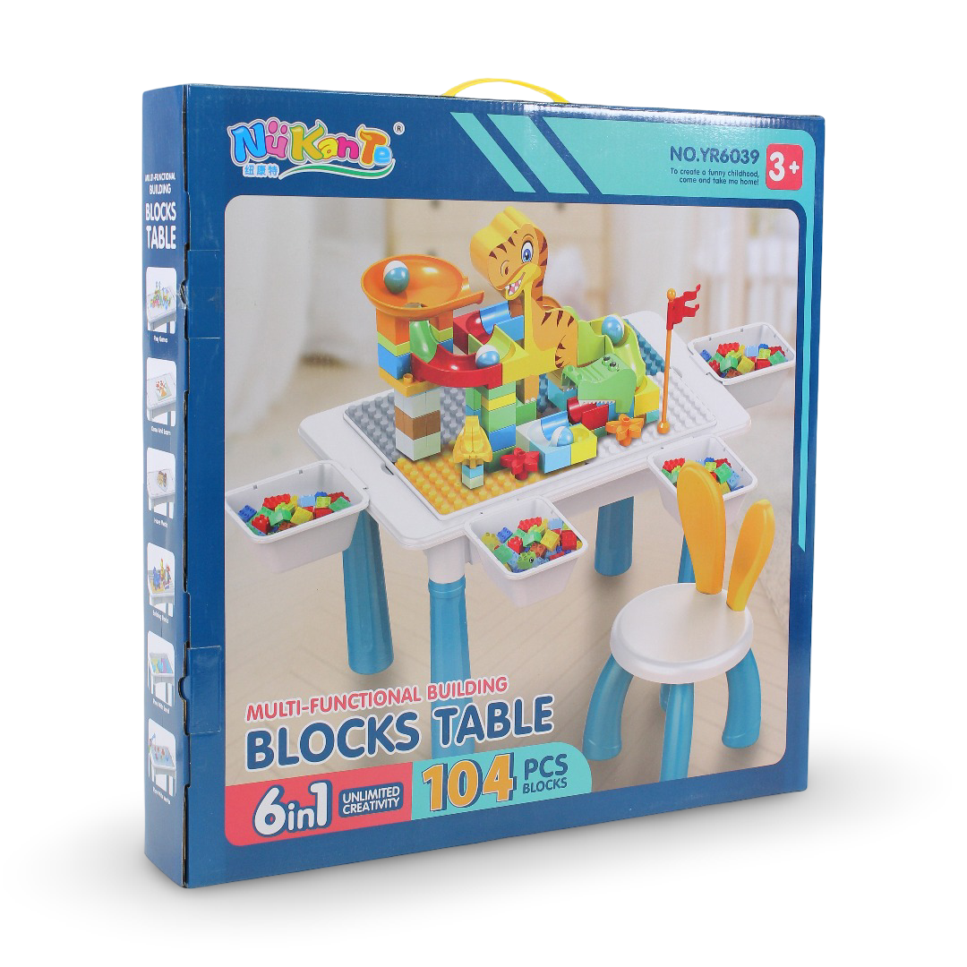 NuKante 6-in-1 Multi-functional Building Blocks Table – 100 Pcs - Toys