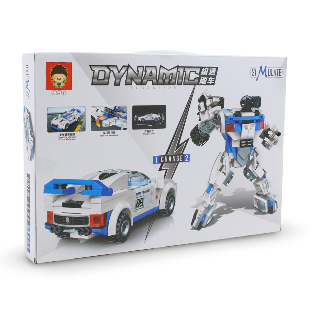 "Dynamic Sensation" 2-in-1 Transformer Robot and Racing Car Assembly Toy Set – 330 Pcs